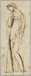 Staand vrouwenfiguur, portretstudie