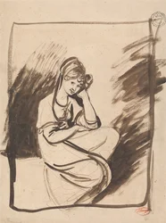 Studie voor het portret van een dame, mogelijk Elizabeth, gravin van Derby