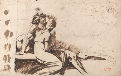 Twee geliefden (Man die uit een droom ontwaakt)