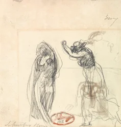 Twee schetsen van een vrouwenfiguur