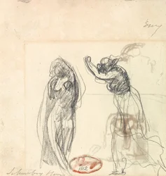 Twee schetsen van een vrouwenfiguur
