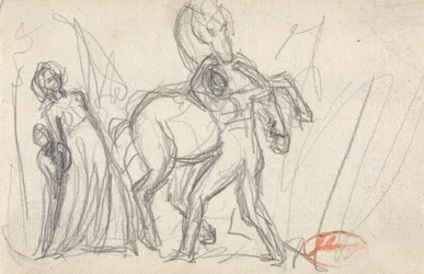 Ongeïdentificeerd onderwerp: Vrouw, kind, man en paard