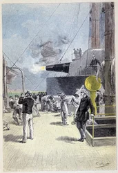 Een eerste schot op blanco vertrekt vanuit de toren (pagina 277) in "L