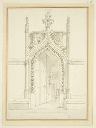 Deur van de sacristie van St Mary Redcliffe, ca. 1812