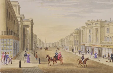 Regent Street, kijkend naar het noorden vanaf Hanover Street, c.1830