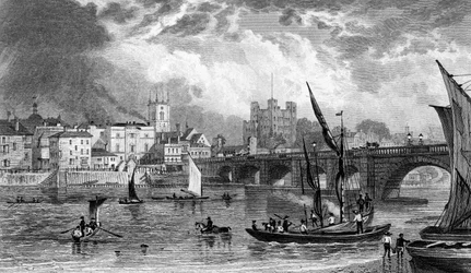 Rochester Bridge, gegraveerd door H. Adlard, c.1830