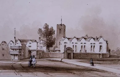 Highgate School en Kapel, ca.1840