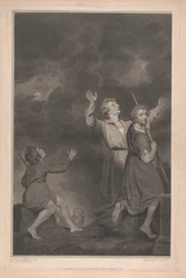 Westraam van de kapel, New College Oxford, Aanbidding van de herders, uit de Geboortescène