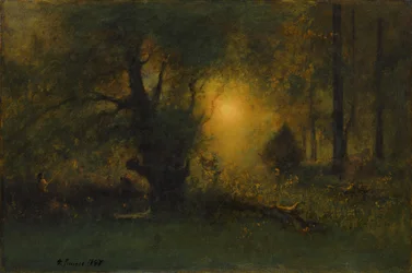 Zonsopgang in het bos, 1887