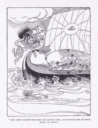 En ze vingen het schip en leidden haar, en gaven haar door van hand tot hand, uit The Heroes gepubliceerd door George Allen en Unwin 1929