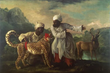 Cheetah en Hert met twee Indianen, c.1765