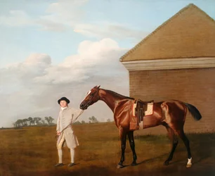 Firetail met zijn Trainer bij het Afwrijfhuis op Newmarket Heath, 1773