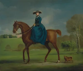 De gravin van Coningsby in het kostuum van de Charlton Hunt