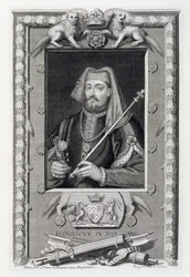 Hendrik IV (1367-1413) koning van Engeland vanaf 1399, naar een schilderij in Hampton Court, gegraveerd door de kunstenaar