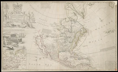 Kaart van Noord-Amerika, ca. 1720