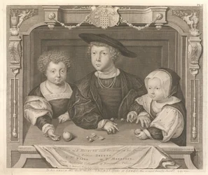 Drie kinderen van koning Hendrik VII en Elizabeth van York, zijn koningin