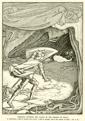 Christen betreedt het dal van de schaduw des doods (gravure)