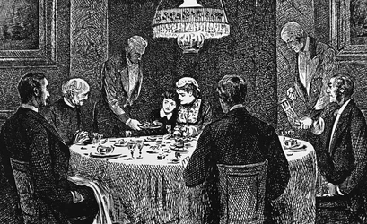Een hogere klasse familie aan tafel