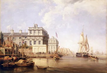 Uitzicht op Greenwich Hospital, vanaf de noordelijke oever van de Theems