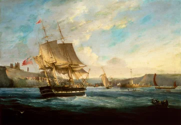 Walvisvaarder Phoenix die de Haven van Whitby Binnenkomt