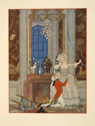 Danceny verklaart zijn liefde aan Cecile, Illustratie uit 