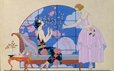 Twee dames in een salon