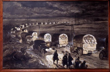 Eerste Wereldoorlog (1914-1918): „De Heilige Weg van Verdun”. Aquarel van Georges Bertin Scott (1873-1942), genaamd Scott de Plagnolles. Maart 1916. 0,7 x 1,1 m. Parijs, Musée de l