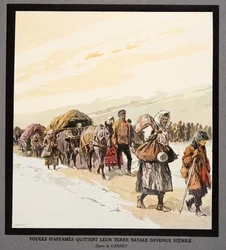 Exodus van hongerige mensen uit hun vaderland, uit Histoire des Soviets, uitgegeven 1922