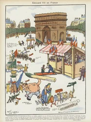 Bezoek van koning Edward VII aan Frankrijk. Illustratie voor Le Rire