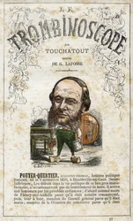 Augustin POUYER-QUERTIER (POUYER QUERTIER) (1820-1891), illustratie uit "Le Trombinoscope", een satirisch politiek tijdschrift van Leon-Charles Bienvenu, bekend als Touchatout (1835-1910) monografie N. 17, Imprimerie Vallee, Parijs,1872