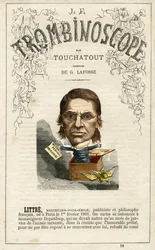 Emile LITTRE (1801-1881) - illustratie uit "Le Trombinoscope", een satirisch politiek tijdschrift van Leon-Charles Bienvenu, bekend als Touchatout (1835-1910) monografie N. 18, Imprimerie Vallee, Parijs