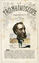FERRY Jules Francois Camille Ferry (1832-1893) . illustratie uit "Le Trombinoscope", een satirisch politiek tijdschrift van Leon-Charles Bienvenu, bekend als Touchatout (1835-1910) monografie N. 26, Parijs