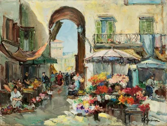 Een Bloemenmarkt in Nice