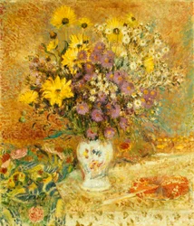 Vaas met bloemen. Schilderij van Georges Lemmen (1865-1916). Olieverf op doek. Privécollectie.