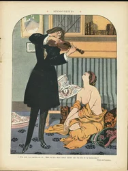 Illustratie van Georges Leonnec (1881-1940) in Le Rire, 21/09/12 - Turkije - Muziek, Viool