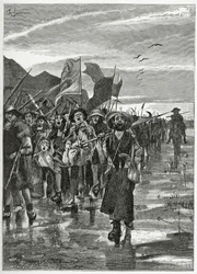 De stroomversnelling van de rebellen - illustratie uit Han van IJsland, 19e eeuw