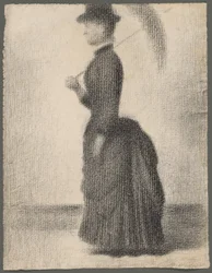 Wandelende vrouw met parasol (studie voor La Grande Jatte)