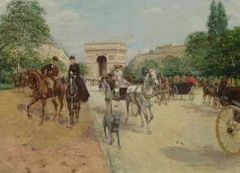 Ruiters en koetsen op de Avenue du Bois, 1910