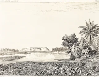 Irak, uitzicht op Babylon, tekening door F. Thomas uit gravure door Georges Perrot en Charles Chipiez, Histoire de l