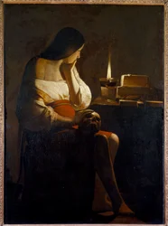 De Magdalena met het nachtlicht, vanitasschilderij van Georges de La Tour (1593-1652), 17e eeuw, H. 1,28 x 0,94 m