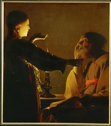 De engel verschijnt aan de heilige Jozef (schilderij op doek)