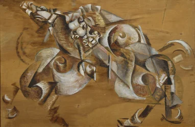 Leeuw die een paard aanvalt