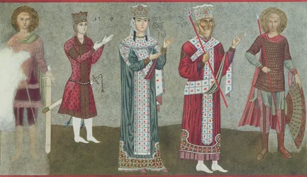 Kopie van een fresco met Koningin Thamar (1184-1213) en haar vader Koning Grigori III (1156-1184)