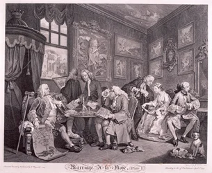 Huwelijk à la mode, 1745, plaat I