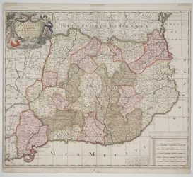 Vorstendom Catalonië, ca. 1702 (handgekleurde ets)