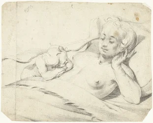Venus in bed met toekijkende Cupido