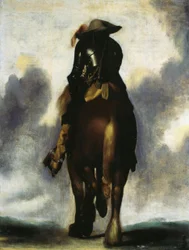 Man te paard, van achteren gezien