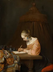 Vrouw die een brief schrijft, ca. 1655
