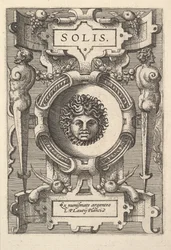 Buste van Sol omgeven door bandwerk, uit de serie 