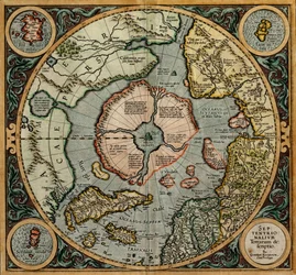 Septentrionalium Terrarum Descriptio (Kaart van het noordelijk halfrond), ca. 1595 (kopergravure)